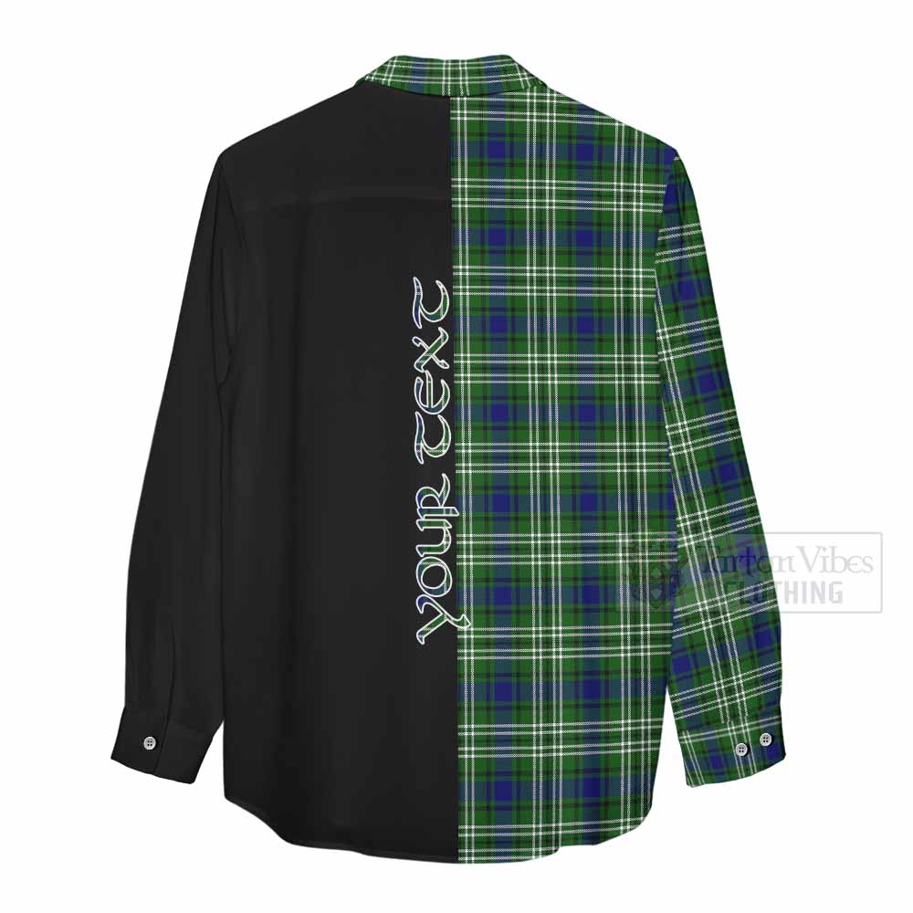 Tartan Vibes Clothing Haliburton Tartan Women's Casual Shirt with Family Crest and Half Of Me Style