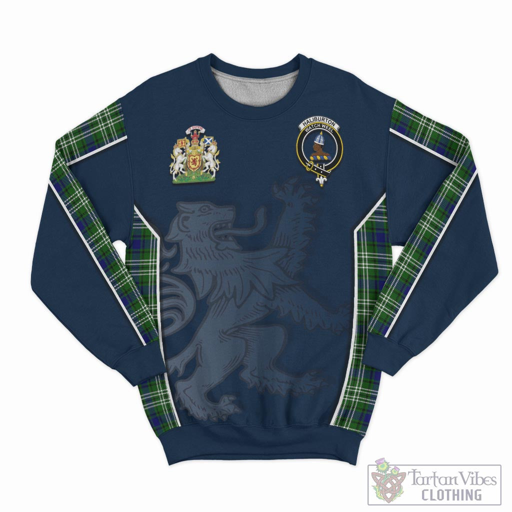 Tartan Vibes Clothing Haliburton Tartan Sweater with Family Crest and Lion Rampant Vibes Sport Style