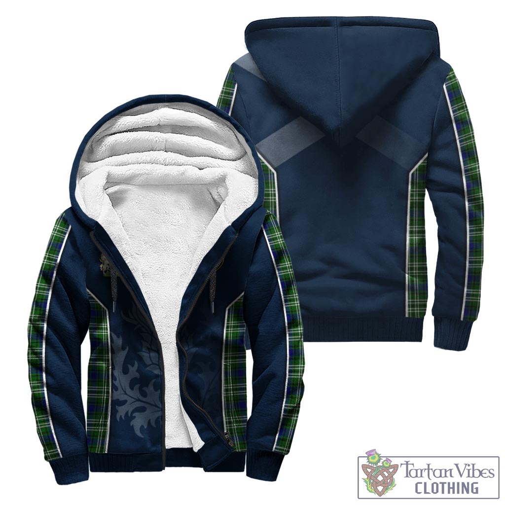 Tartan Vibes Clothing Haliburton Tartan Sherpa Hoodie with Family Crest and Scottish Thistle Vibes Sport Style