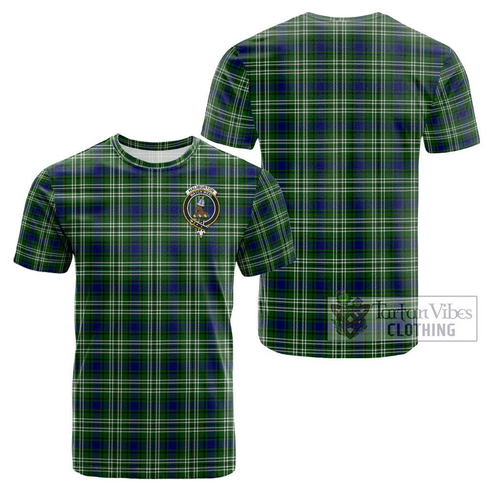 Haliburton Tartan Cotton T-Shirt with Family Crest Kid's Shirt - Tartanvibesclothing Shop