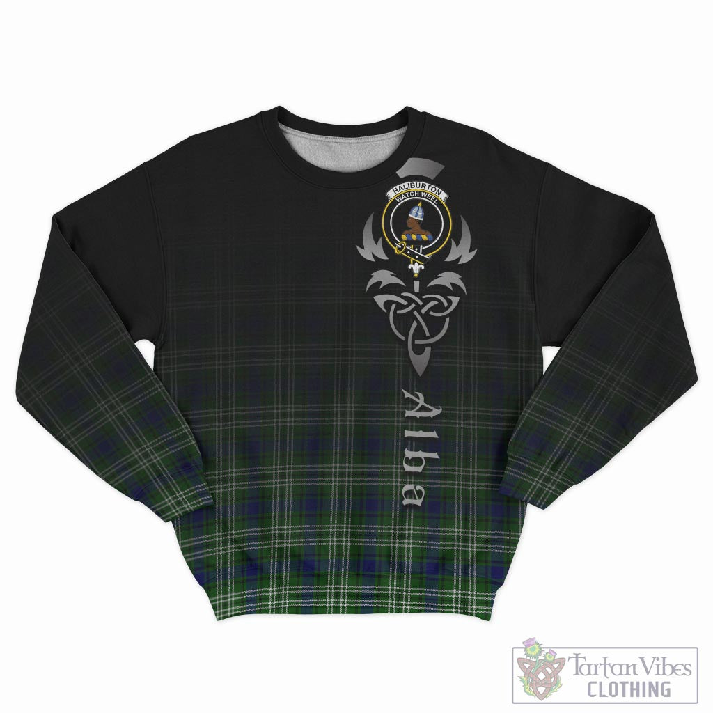 Tartan Vibes Clothing Haliburton Tartan Sweatshirt Featuring Alba Gu Brath Family Crest Celtic Inspired