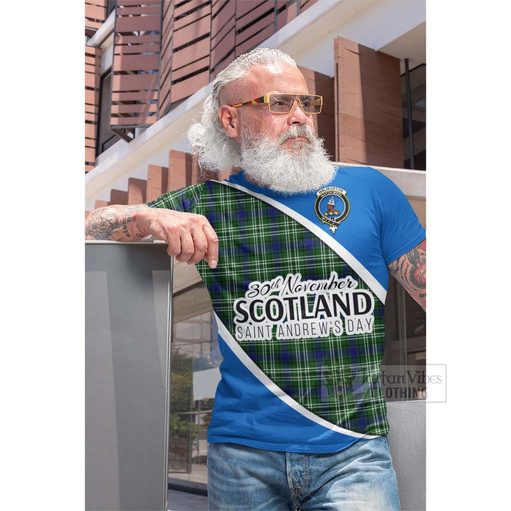 Tartan Vibes Clothing Haliburton Family Crest Tartan Cotton T-shirt Celebrate Saint Andrew's Day in Style