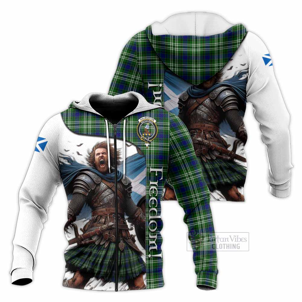 Tartan Vibes Clothing Haliburton Crest Tartan Knitted Hoodie Inspired by the Freedom of Scottish Warrior