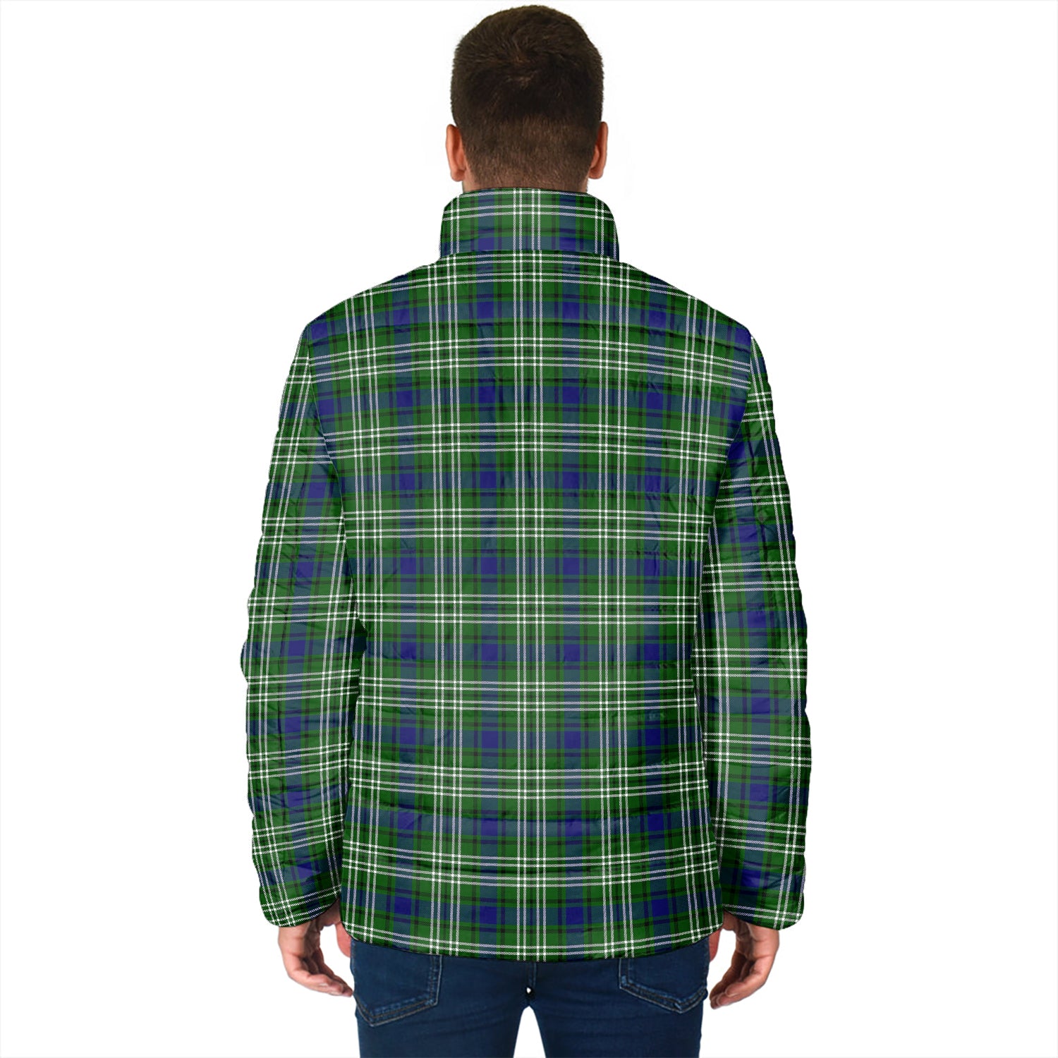 Haliburton Tartan Padded Jacket with Family Crest - Tartanvibesclothing