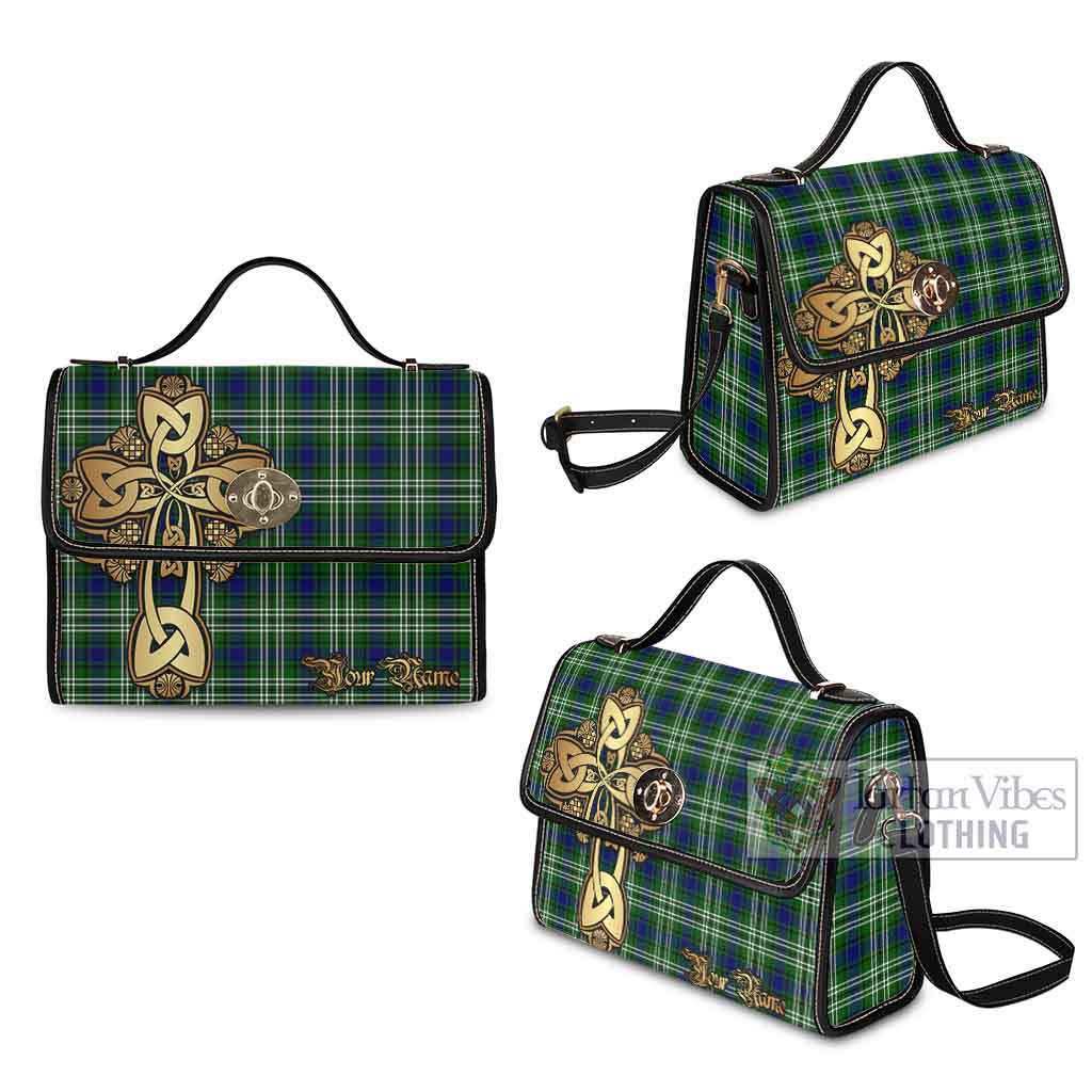 Tartan Vibes Clothing Haliburton Tartan Waterproof Canvas Bag Golden Thistle Celtic Cross Style