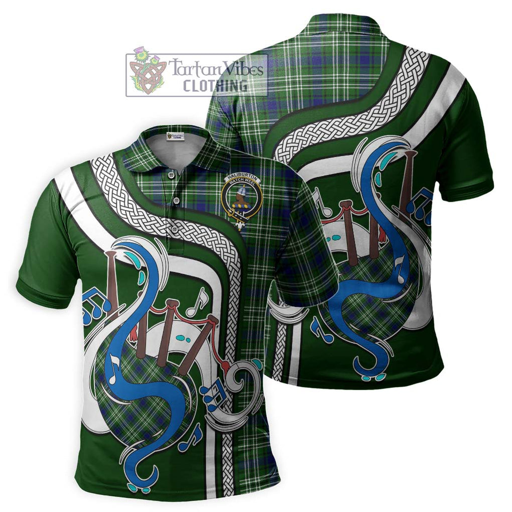 Tartan Vibes Clothing Haliburton Tartan Polo Shirt with Epic Bagpipe Style