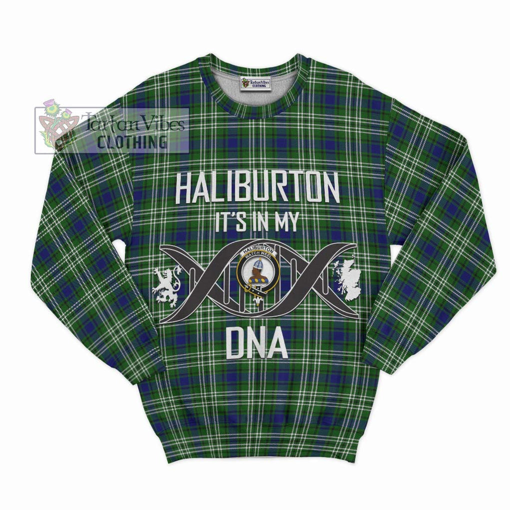 Haliburton Tartan Sweatshirt with Family Crest DNA In Me Style - Tartanvibesclothing Shop