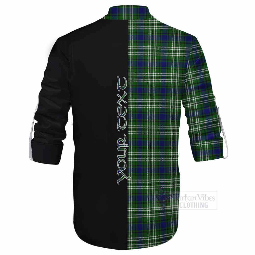 Tartan Vibes Clothing Haliburton Tartan Ghillie Kilt Shirt with Family Crest and Half Of Me Style