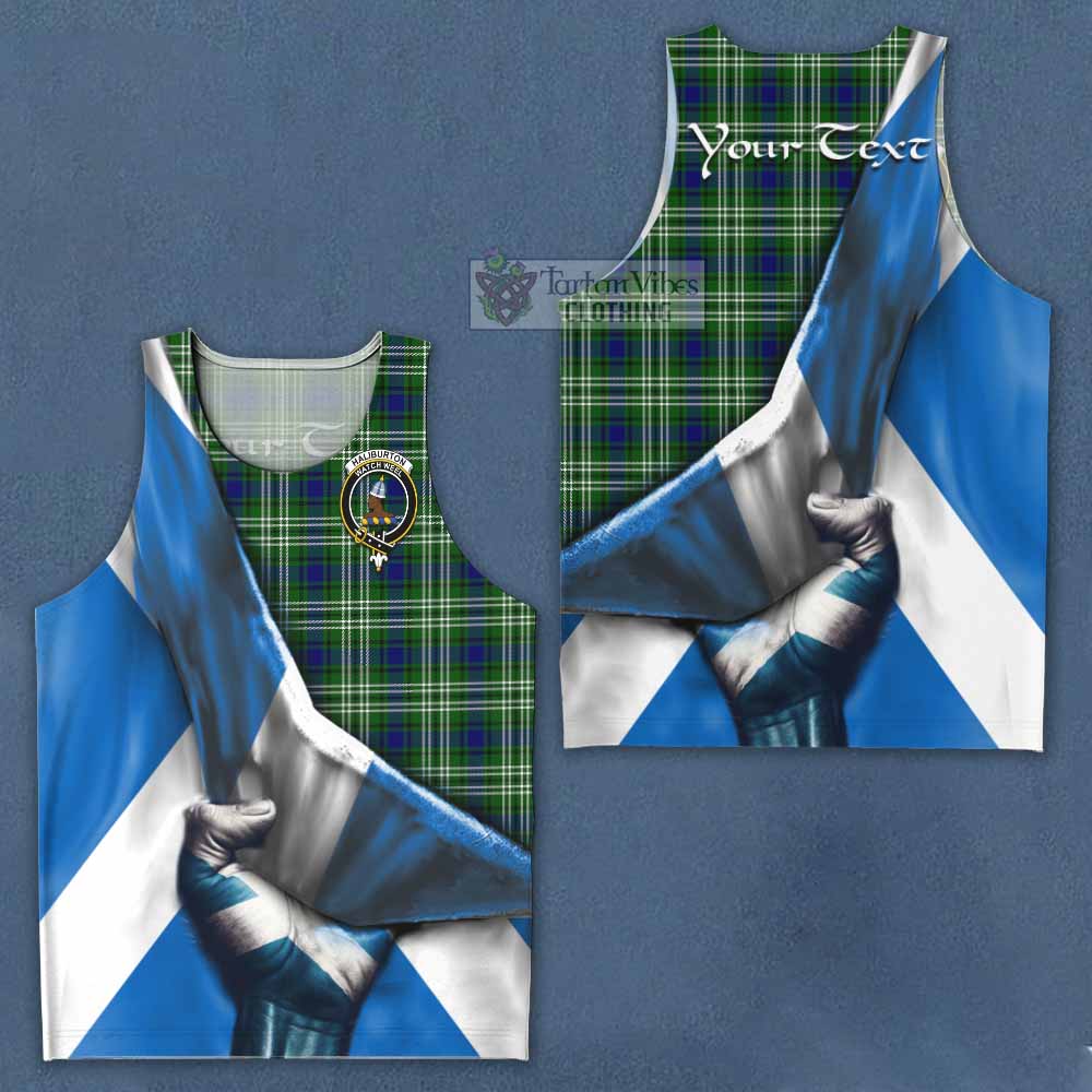 Tartan Vibes Clothing Haliburton Tartan Men's Tank Top with Family Crest Scotland Patriotic Style