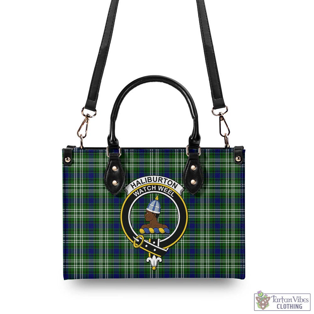 Tartan Vibes Clothing Haliburton Tartan Luxury Leather Handbags with Family Crest