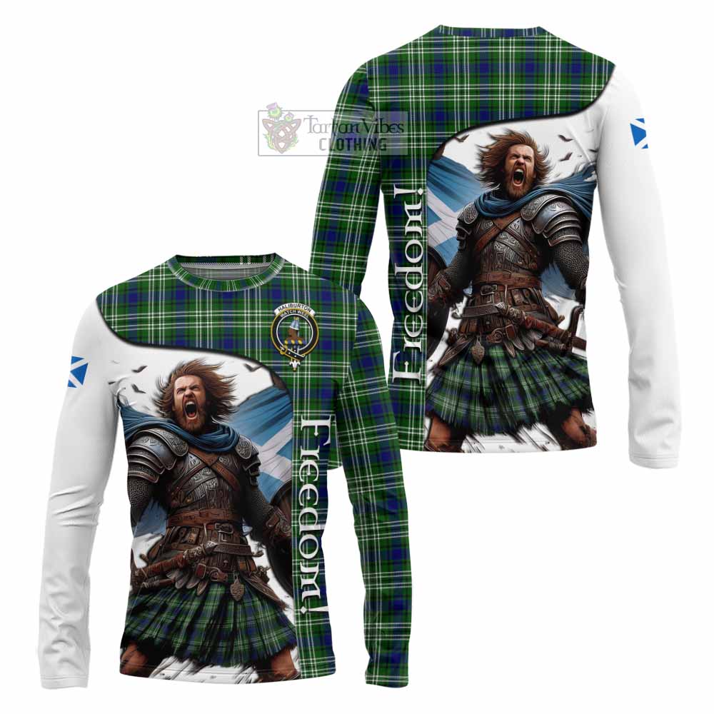 Tartan Vibes Clothing Haliburton Crest Tartan Long Sleeve T-Shirt Inspired by the Freedom of Scottish Warrior