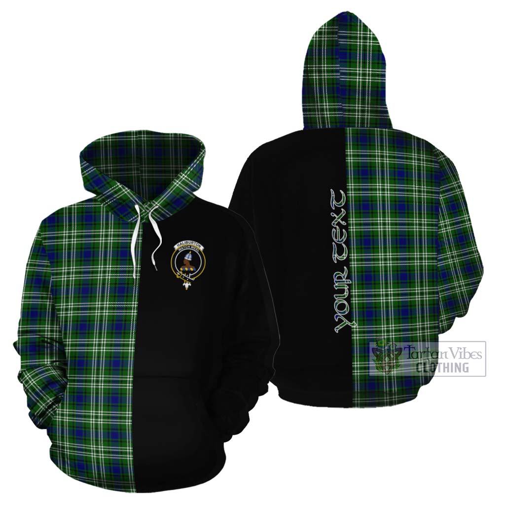 Tartan Vibes Clothing Haliburton Tartan Cotton Hoodie with Family Crest and Half Of Me Style