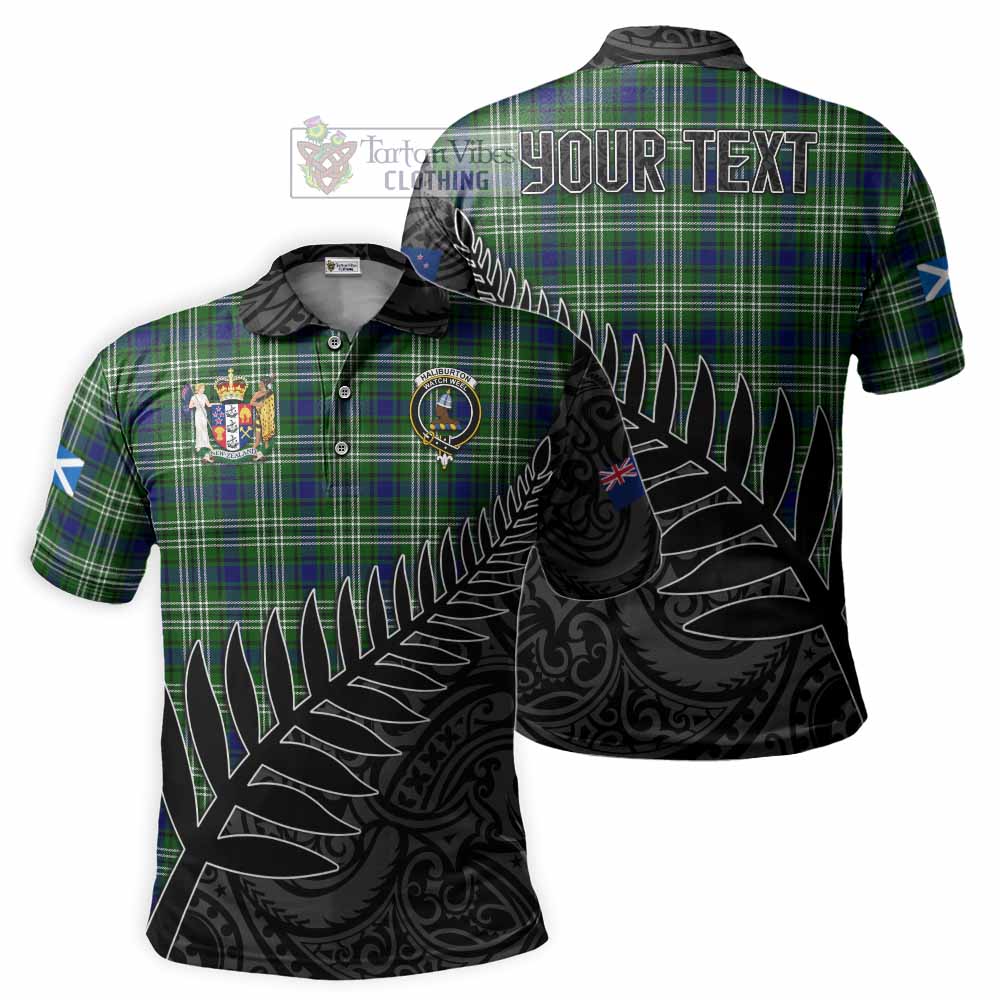 Haliburton Crest Tartan Polo Shirt with New Zealand Silver Fern Half Style