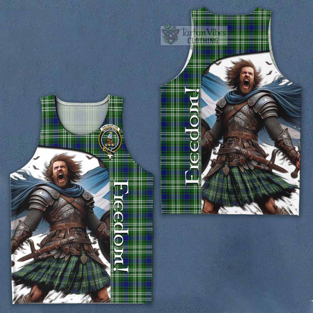 Tartan Vibes Clothing Haliburton Crest Tartan Men's Tank Top Inspired by the Freedom of Scottish Warrior