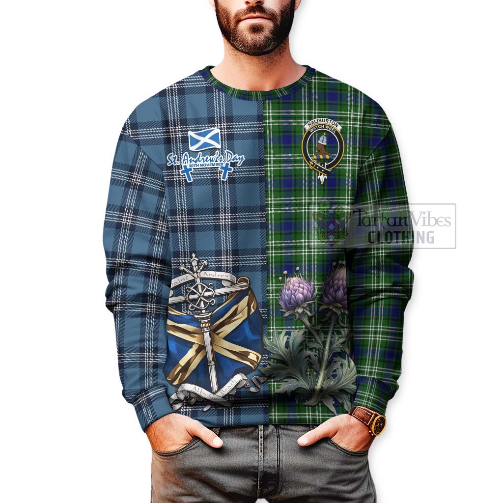 Tartan Vibes Clothing Haliburton Tartan Sweatshirt Happy St. Andrew's Day Half Tartan Style