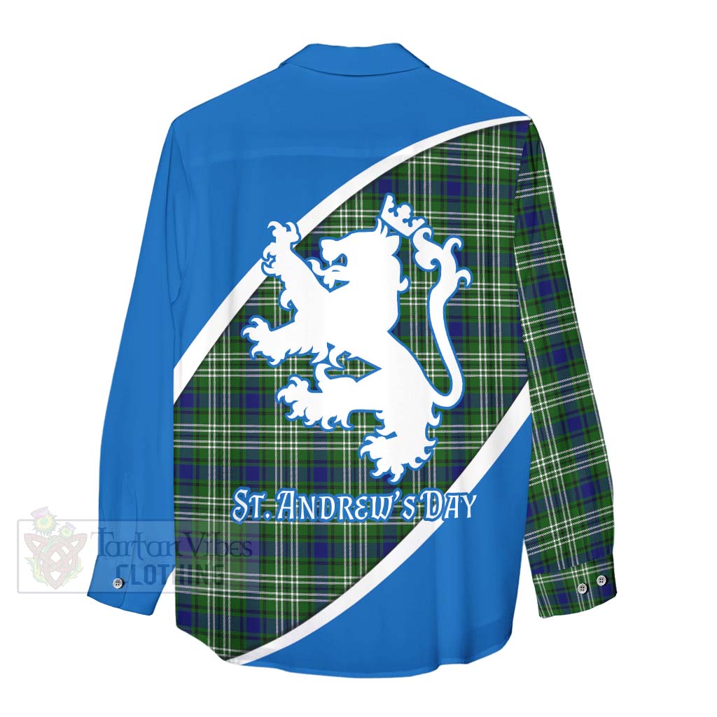 Tartan Vibes Clothing Haliburton Family Crest Tartan Women's Casual Shirt Celebrate Saint Andrew's Day in Style