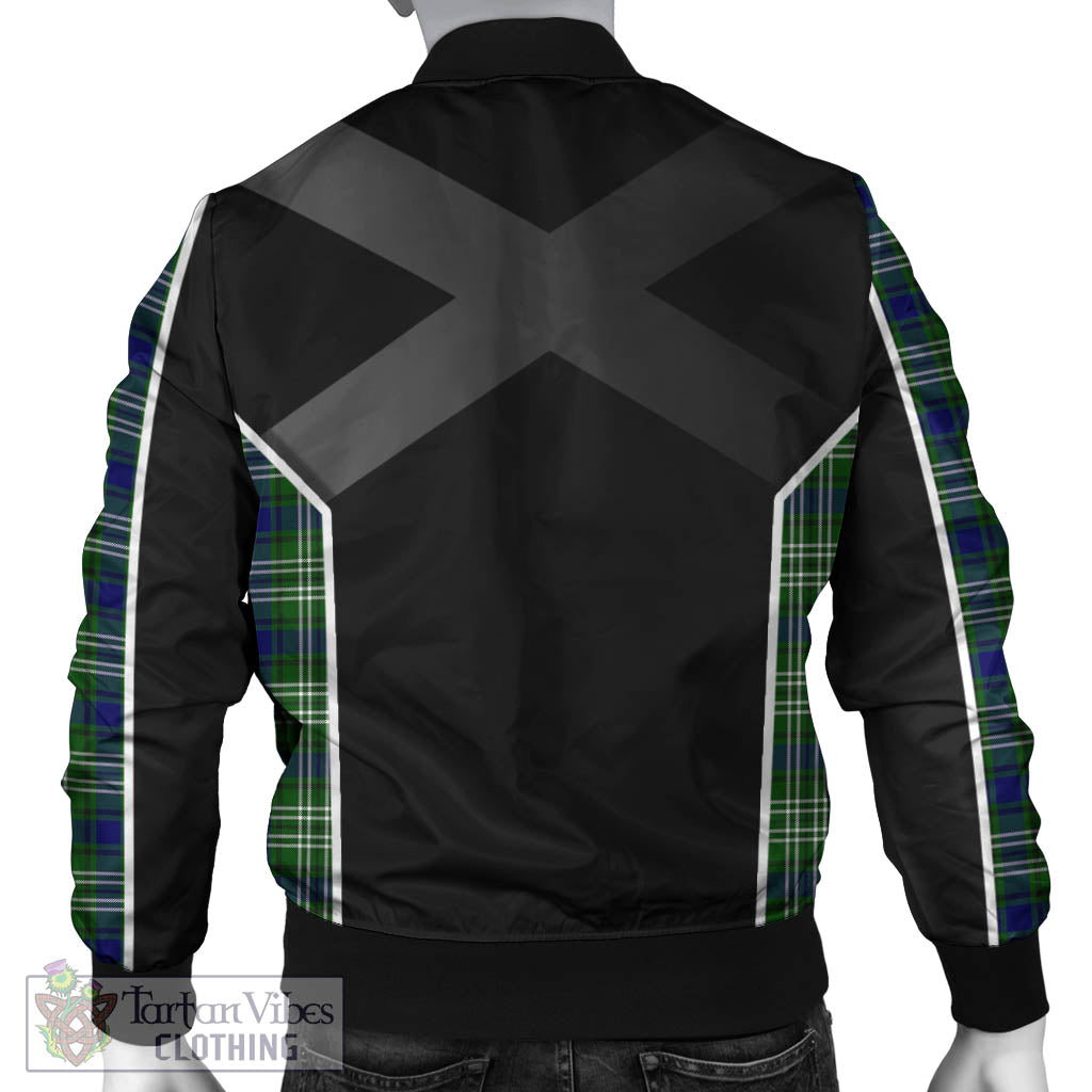 Tartan Vibes Clothing Haliburton Tartan Bomber Jacket with Family Crest and Scottish Thistle Vibes Sport Style