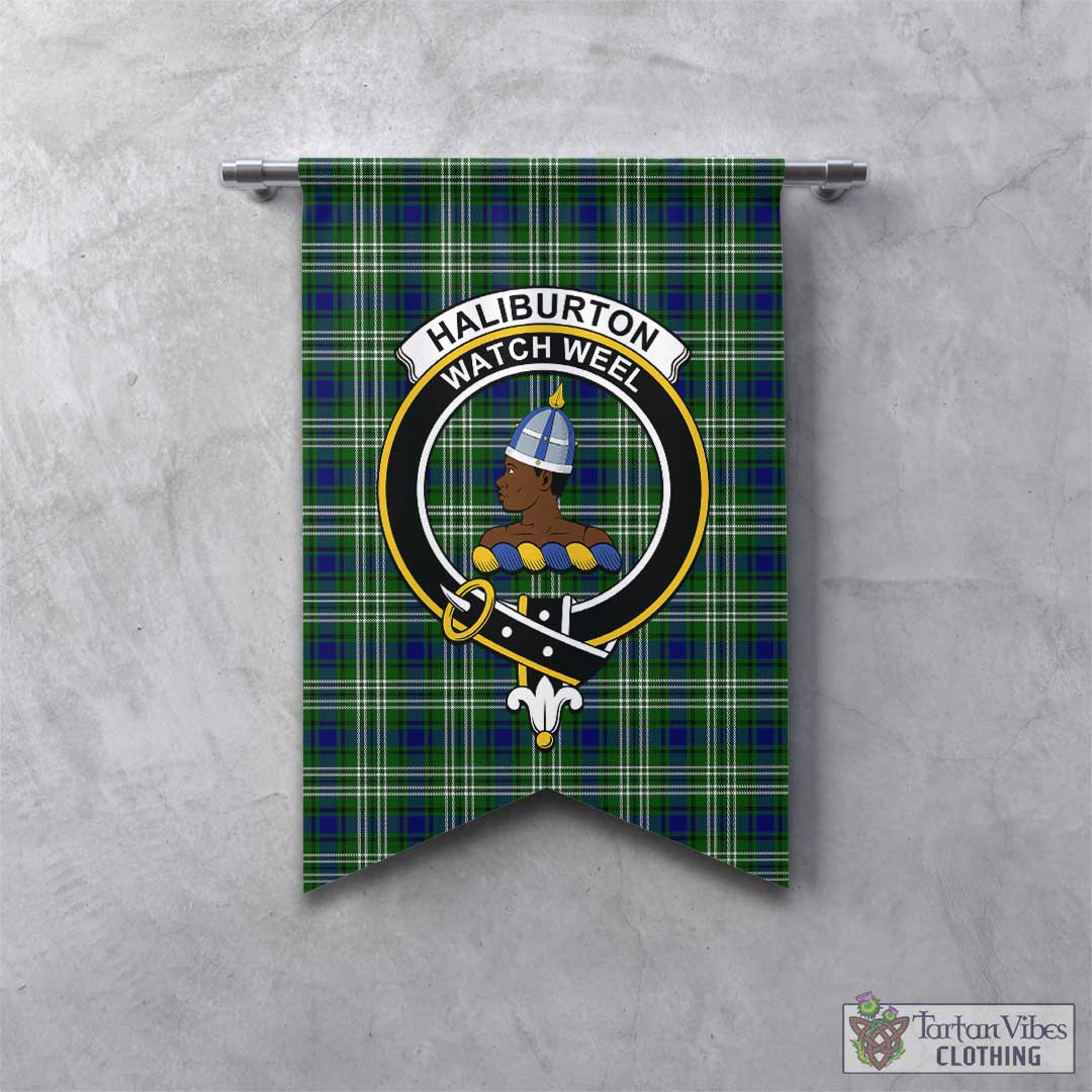 Tartan Vibes Clothing Haliburton Tartan Gonfalon, Tartan Banner with Family Crest