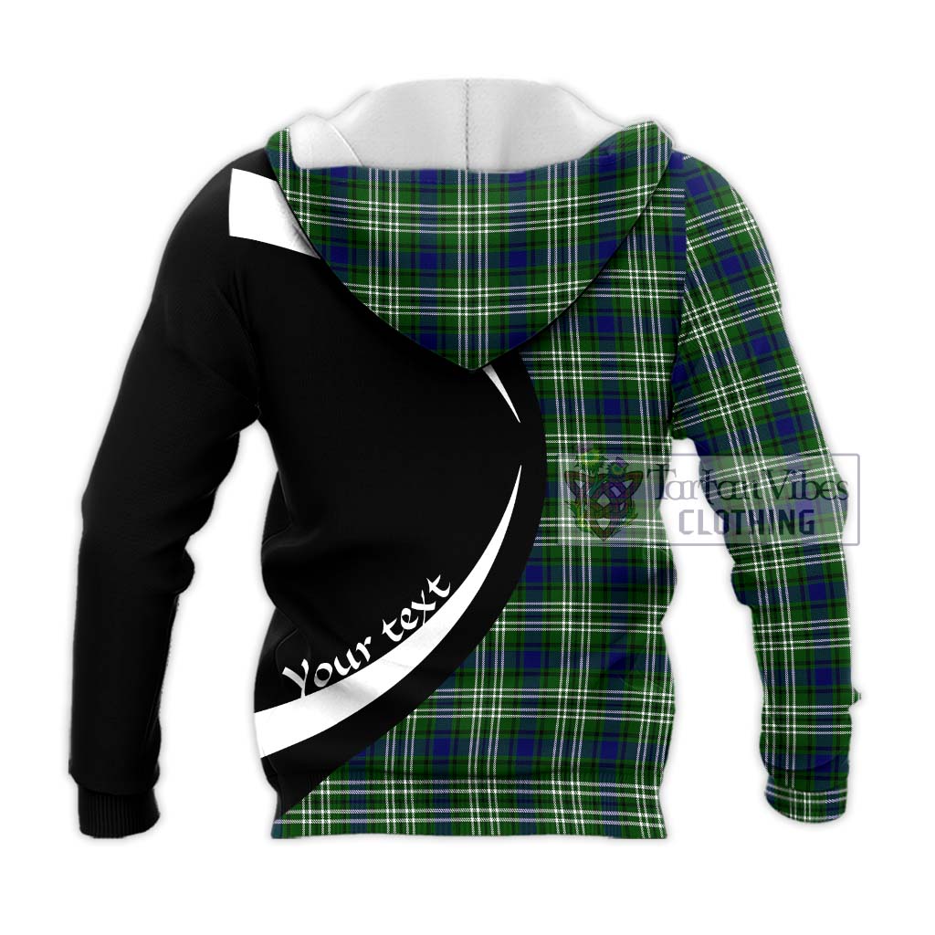 Haliburton Tartan Knitted Hoodie with Family Crest Circle Style - Tartan Vibes Clothing