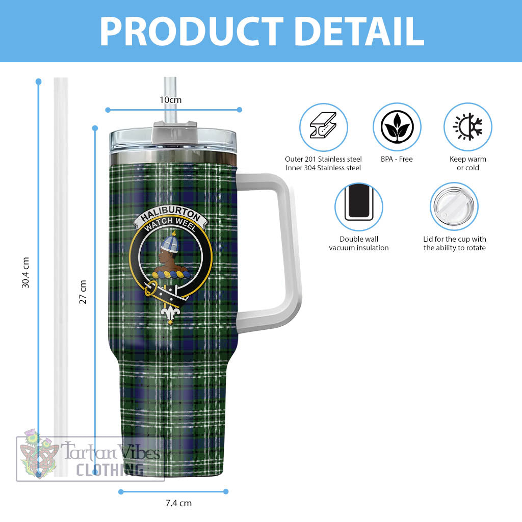 Tartan Vibes Clothing Haliburton Tartan and Family Crest Tumbler with Handle