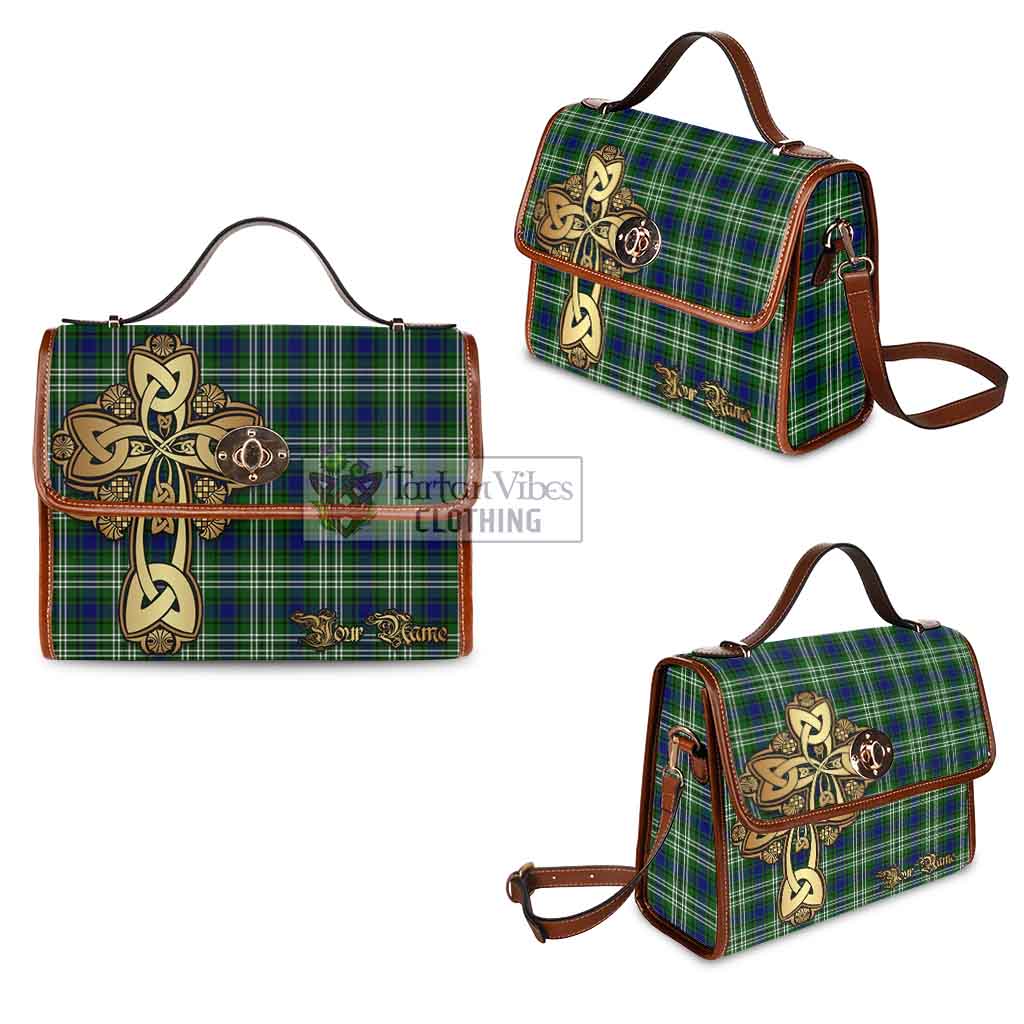 Tartan Vibes Clothing Haliburton Tartan Waterproof Canvas Bag Golden Thistle Celtic Cross Style