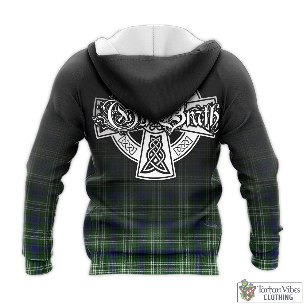 Tartan Vibes Clothing Haliburton Tartan Knitted Hoodie Featuring Alba Gu Brath Family Crest Celtic Inspired