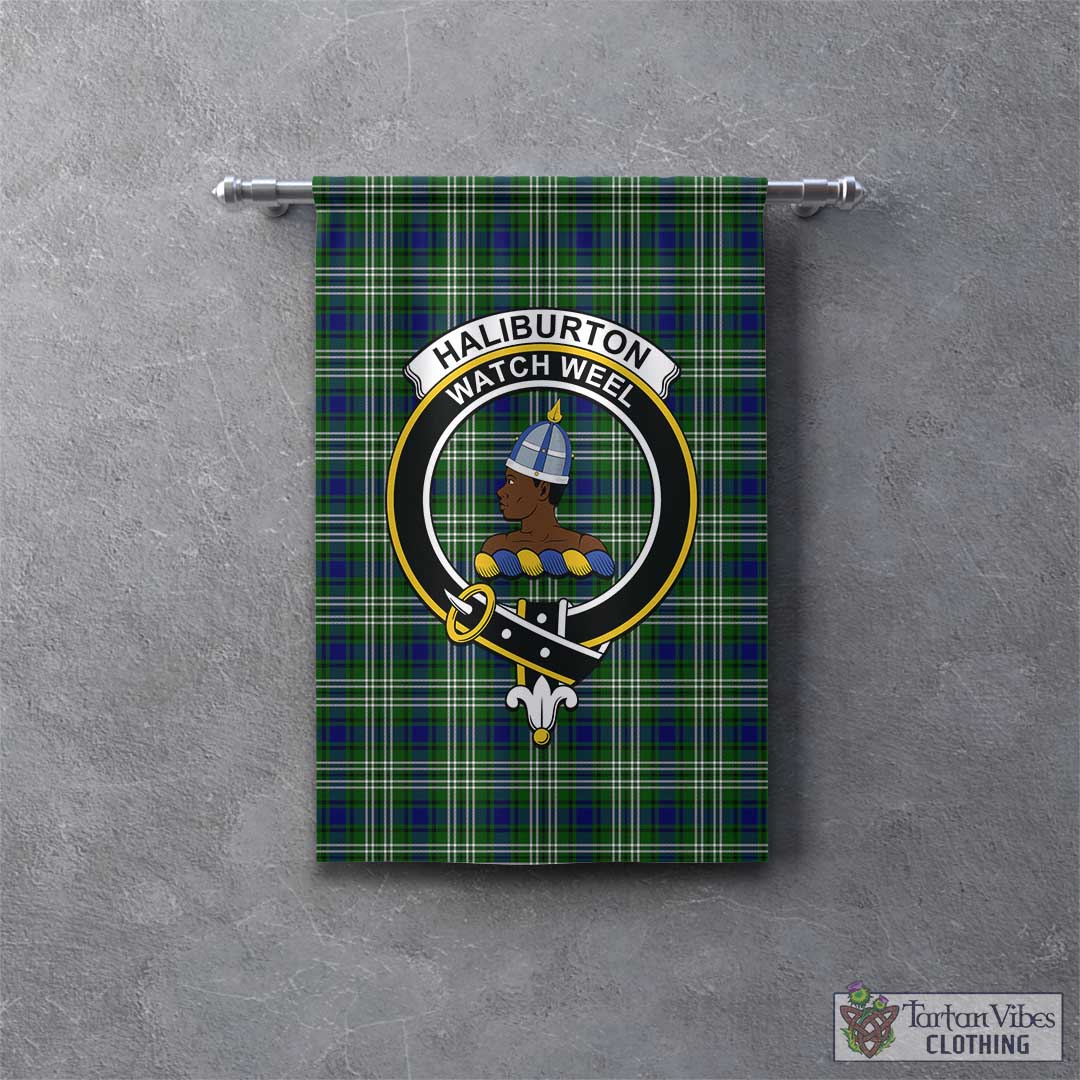 Tartan Vibes Clothing Haliburton Tartan Gonfalon, Tartan Banner with Family Crest