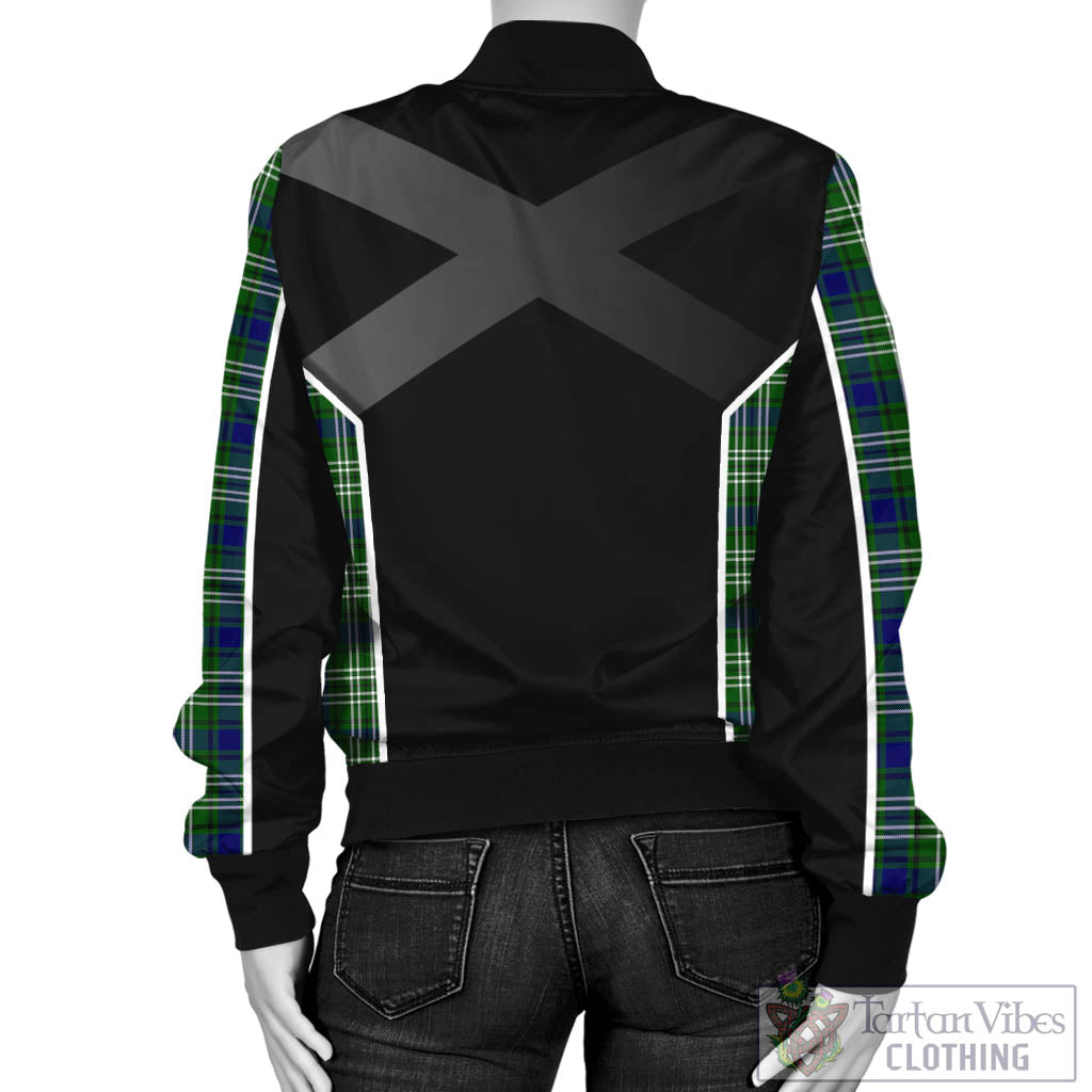 Tartan Vibes Clothing Haliburton Tartan Bomber Jacket with Family Crest and Scottish Thistle Vibes Sport Style