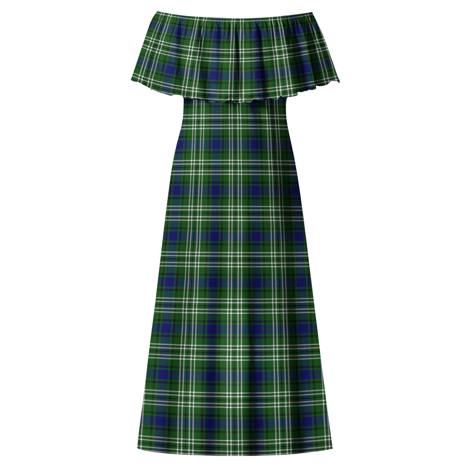 Haliburton Tartan Off Shoulder Long Dress - Tartanvibesclothing