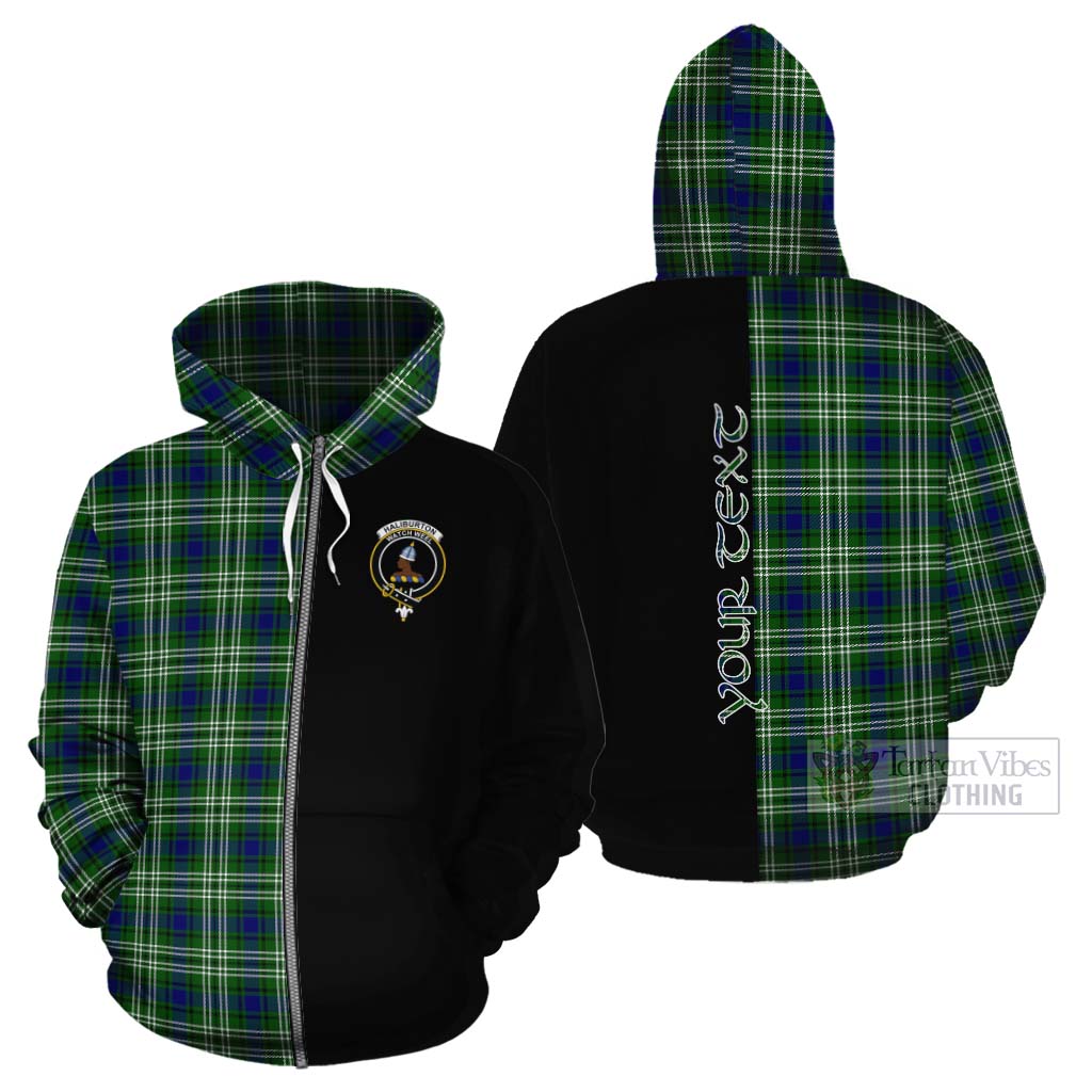 Tartan Vibes Clothing Haliburton Tartan Cotton Hoodie with Family Crest and Half Of Me Style