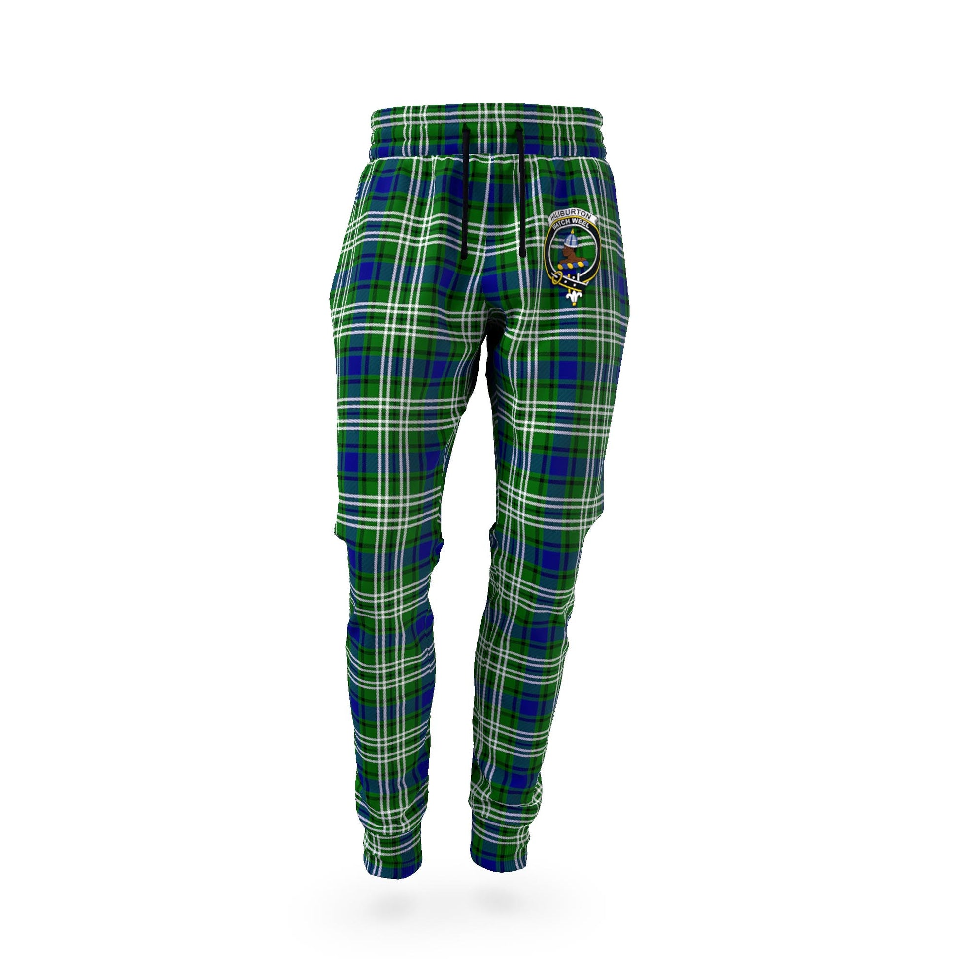 Haliburton Tartan Joggers Pants with Family Crest - Tartanvibesclothing