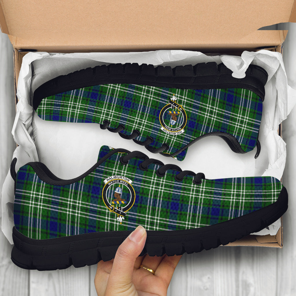 Haliburton Tartan Sneakers with Family Crest - Tartan Vibes Clothing