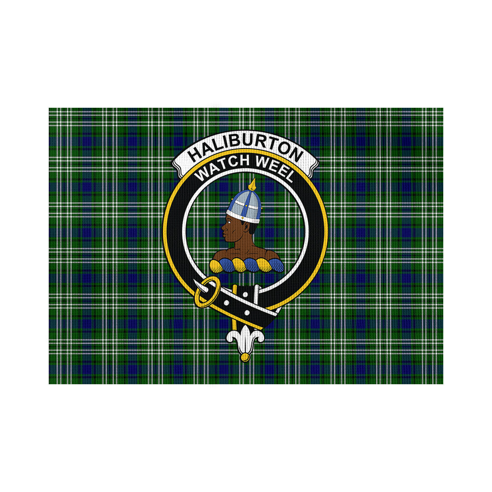 haliburton-tartan-flag-with-family-crest