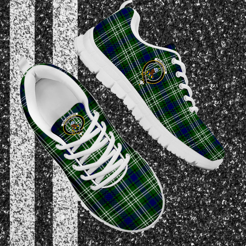 Haliburton Tartan Sneakers with Family Crest - Tartan Vibes Clothing