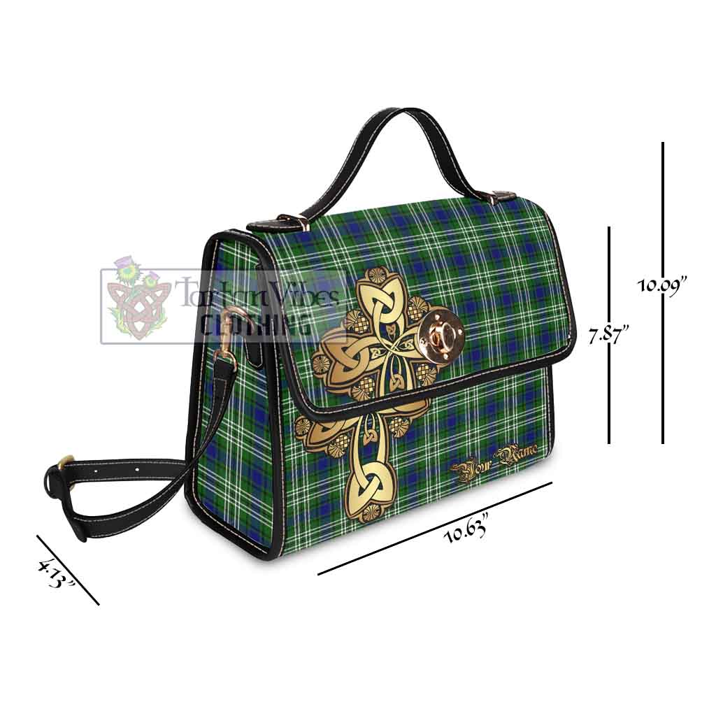 Tartan Vibes Clothing Haliburton Tartan Waterproof Canvas Bag Golden Thistle Celtic Cross Style