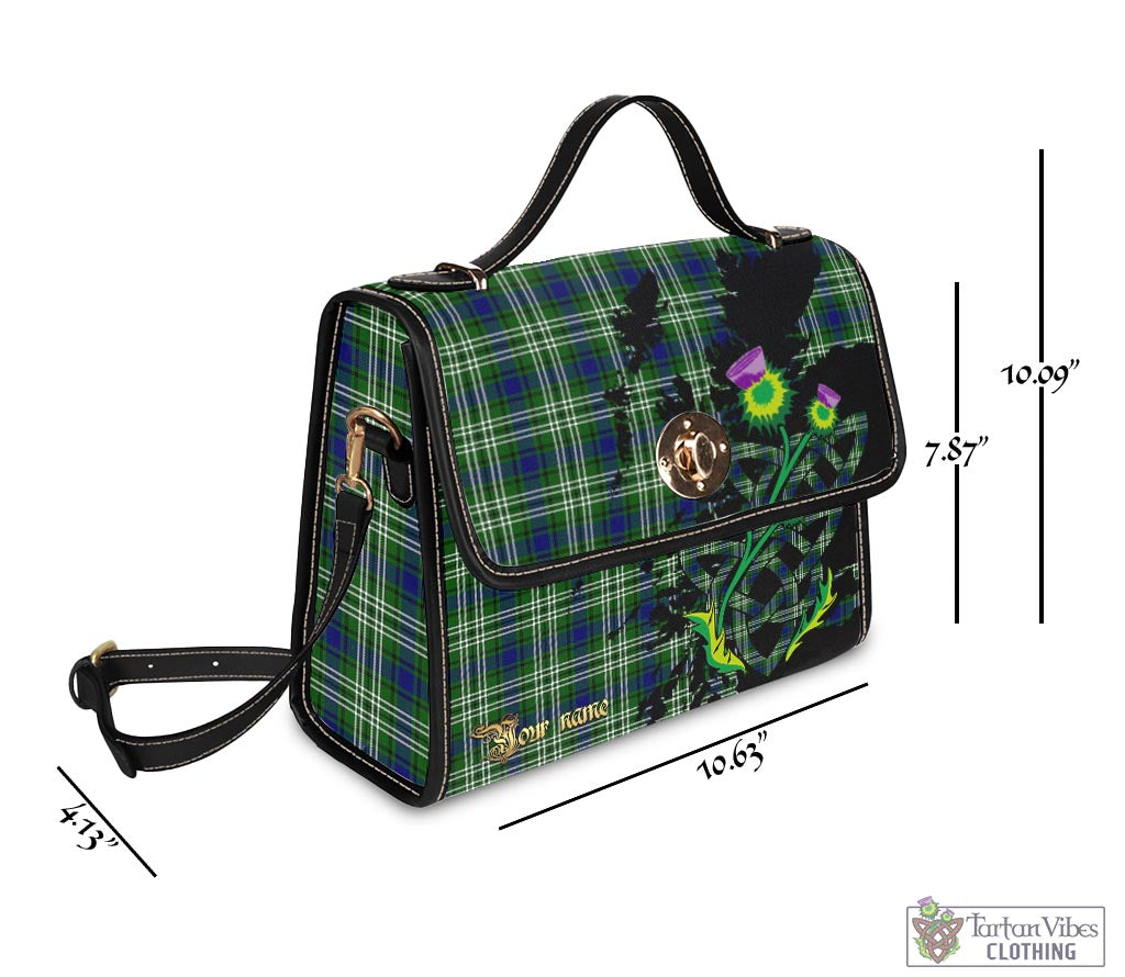 Tartan Vibes Clothing Haliburton Tartan Waterproof Canvas Bag with Scotland Map and Thistle Celtic Accents