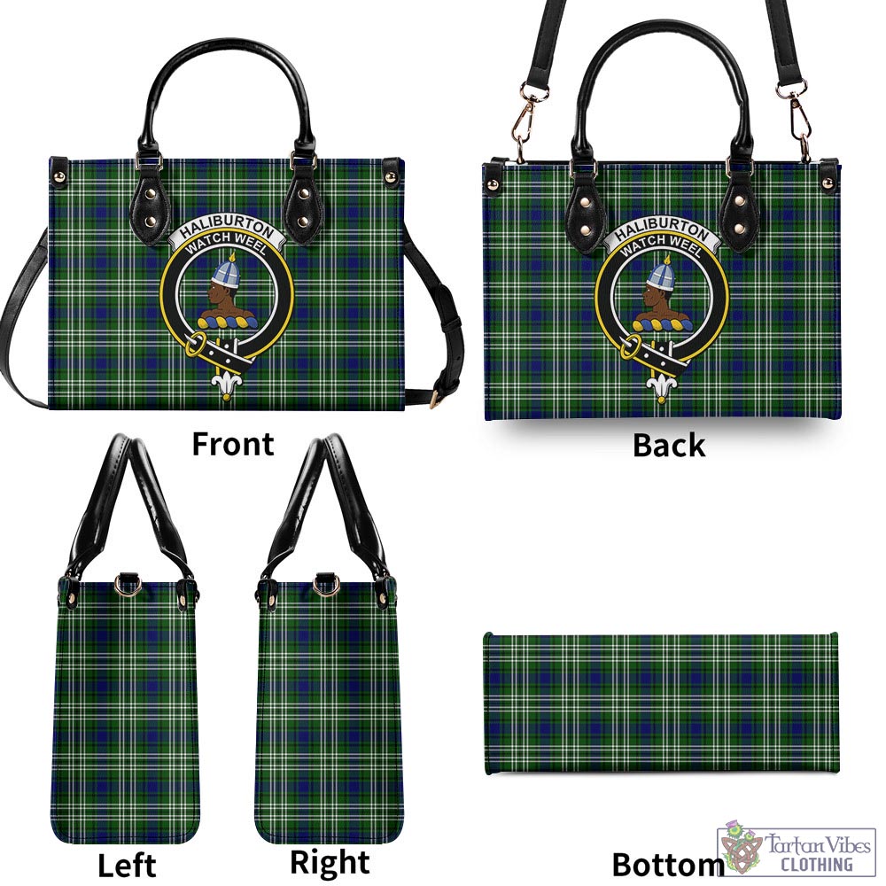 Tartan Vibes Clothing Haliburton Tartan Luxury Leather Handbags with Family Crest