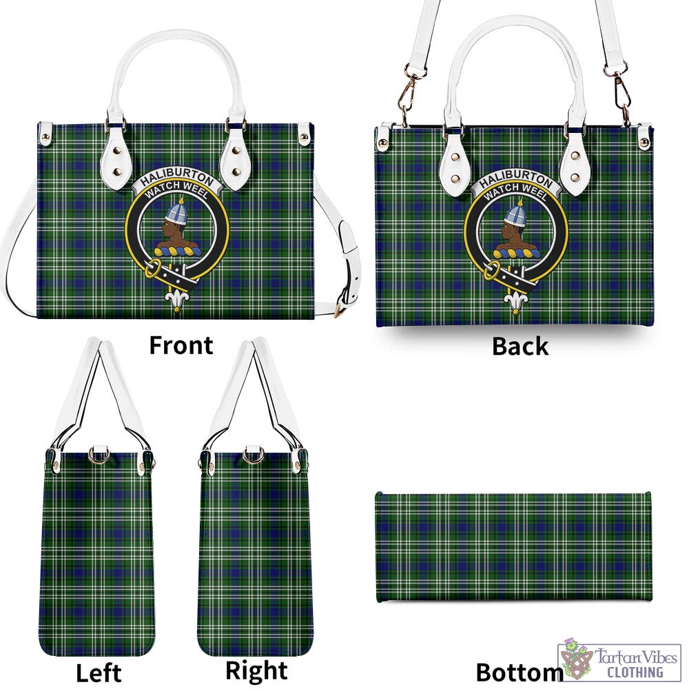 Tartan Vibes Clothing Haliburton Tartan Luxury Leather Handbags with Family Crest