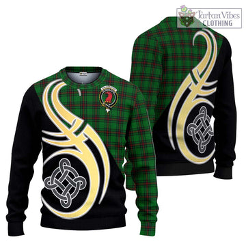 Halkerston Tartan Ugly Sweater with Family Crest and Celtic Symbol Style Unisex - Tartan Vibes Clothing