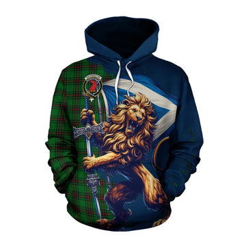 Halkerston Tartan Family Crest Cotton Hoodie with Scottish Majestic Lion Pullover Hoodie XS - Tartan Vibes Clothing