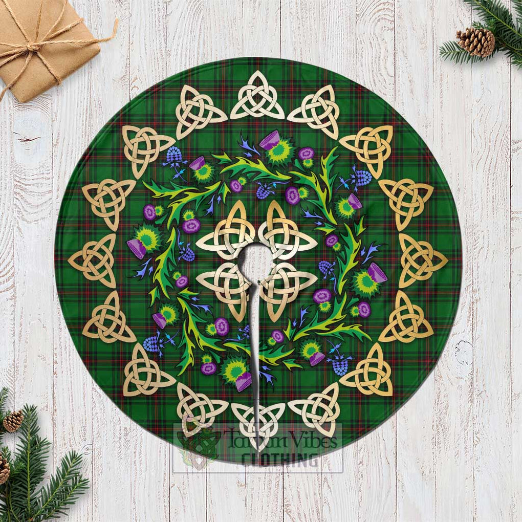 Halkerston Tartan Christmas Tree Skirt with Thistle Celtic Knot Style Casual Tree Skirts - Tartan Vibes Clothing