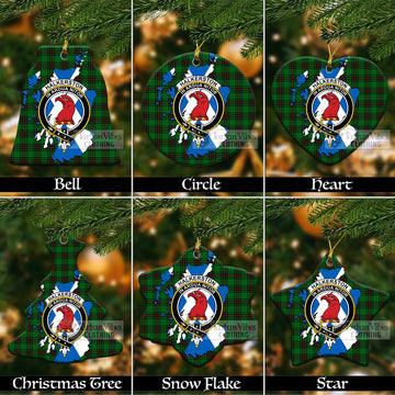 Halkerston Tartan Christmas Ornament with Family Crest and Scotland Map