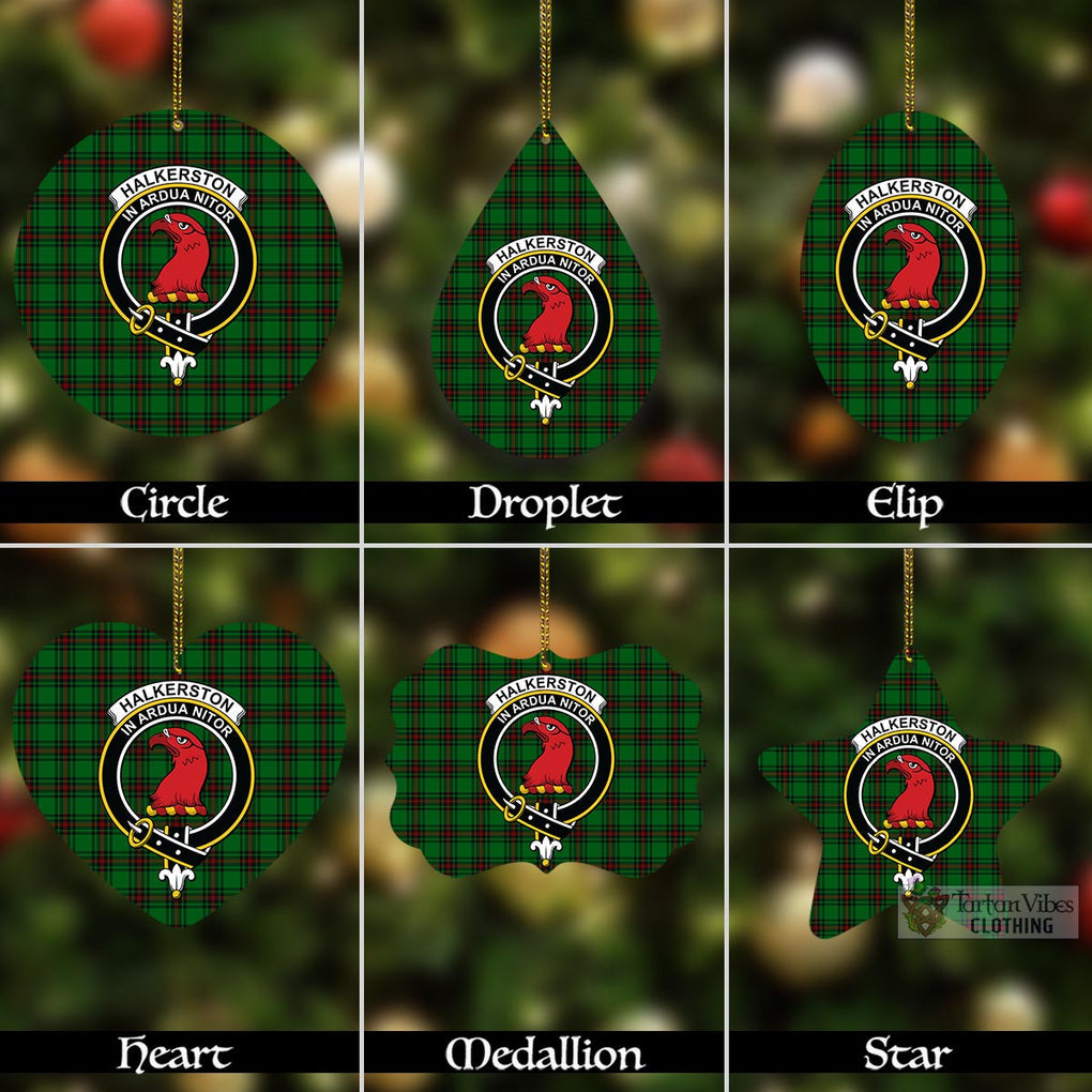 Tartan Vibes Clothing Halkerston Tartan Christmas Aluminium Ornament with Family Crest