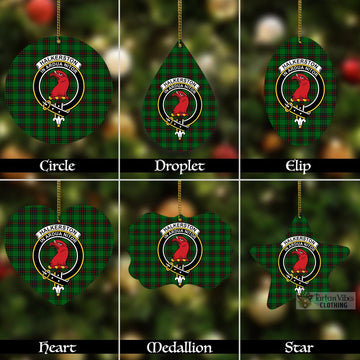 Halkerston Tartan Christmas Aluminium Ornament with Family Crest