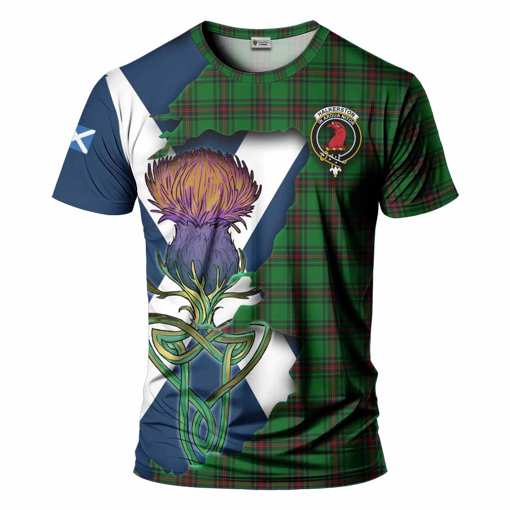 Halkerston Tartan Family Crest T-Shirt Scottish Thistle Celtic Inspired Kid's Shirt - Tartan Vibes Clothing