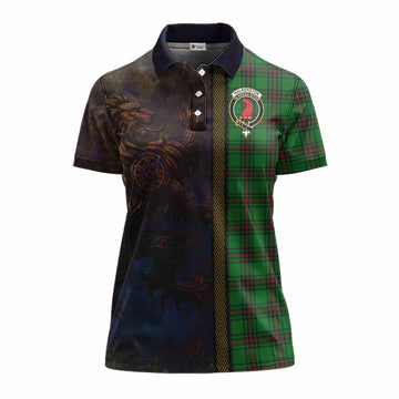 Halkerston Tartan Family Crest Women's Polo Shirt Alba Gu Brath Be Brave Lion Ancient Style Women - Tartan Vibes Clothing