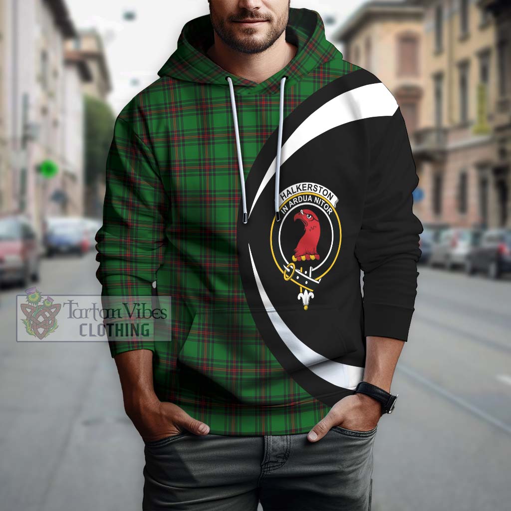 Halkerston Tartan Hoodie with Family Crest Circle Style Zip Hoodie - Tartan Vibes Clothing
