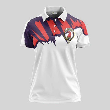 Halkerston Clan Crest Women's Polo Shirt with Retro Sport Style Women - 2D-tartanvibesclothing