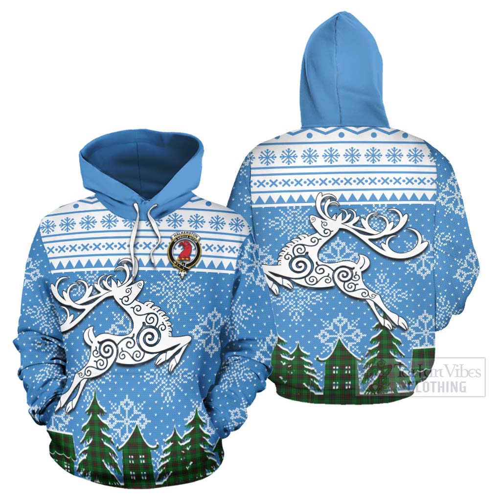 Halkerston Clan Christmas Hoodie Celtic Reindeer Style Zip Hoodie - Tartan Vibes Clothing