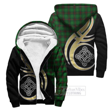 Halkerston Tartan Sherpa Hoodie with Family Crest and Celtic Symbol Style Unisex S - Tartan Vibes Clothing